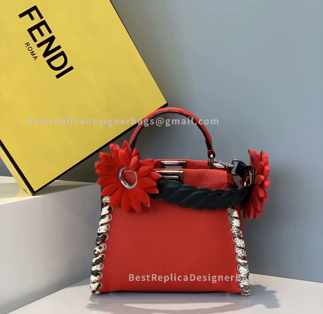 Fendi Peekaboo Iconic Mini Red Leather Bag 3106S